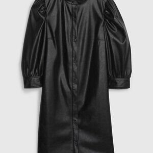 GAP Women's Black Faux Leather Shirt Dress NWT